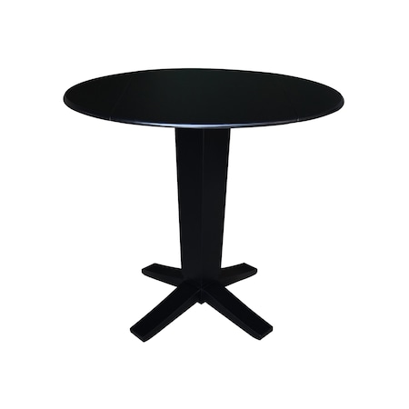 International Concepts 42 in. Solid Wood Round Dual Drop Leaf Dining Pedestal Table - 36.3 in.High in Black K46-42DPT-23B-36